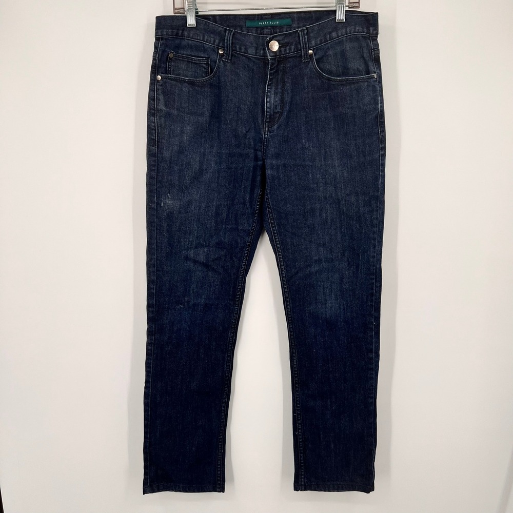 Perry Ellis Mens Dark Wash Indigo Straight Leg Denim‎ Jeans 33x30